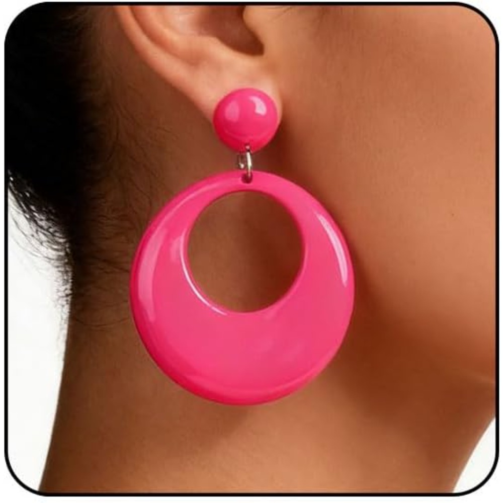 Women'S Accessories In The 60S - Anting-anting Akrilik Merah Muda Panas Putih
