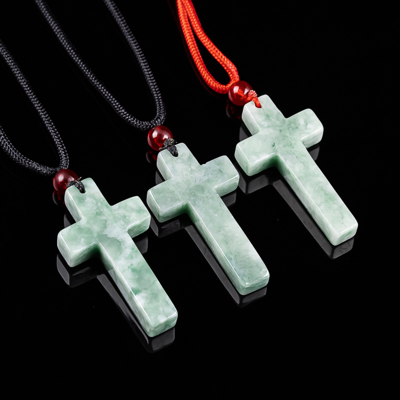 Women'S Accessories - Kalung Liontin Salib Giok Myanmar Batu
