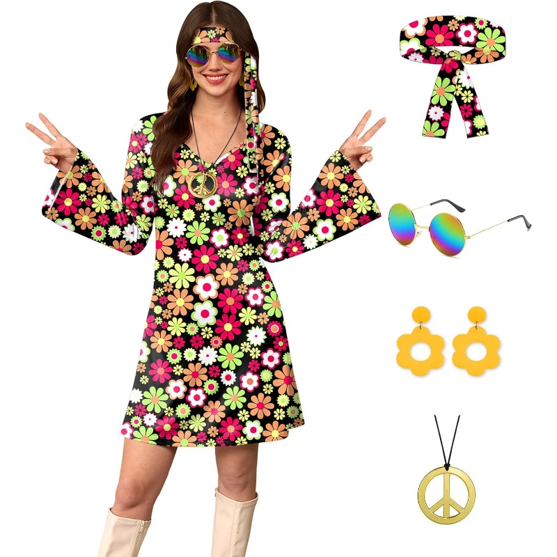 Women'S Accessories In The 60S - Kostum Wanita 5 Pcs Halloween 70-an