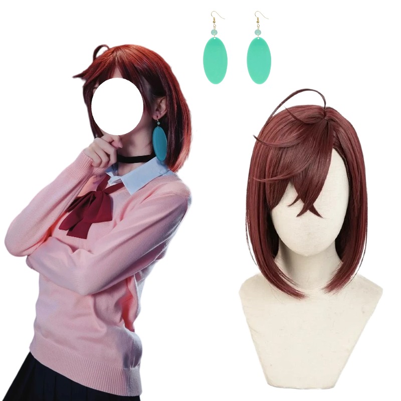 Women Accessories Earrings - Wig Cokelat Pendek untuk Cosplay Anime