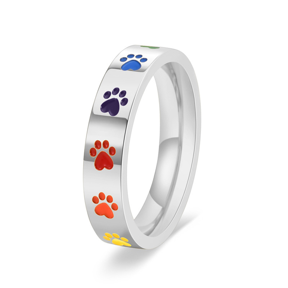 Women'S Accessories Rainbow Shops - Cincin Gambar Anjing Pelangi Manis untuk