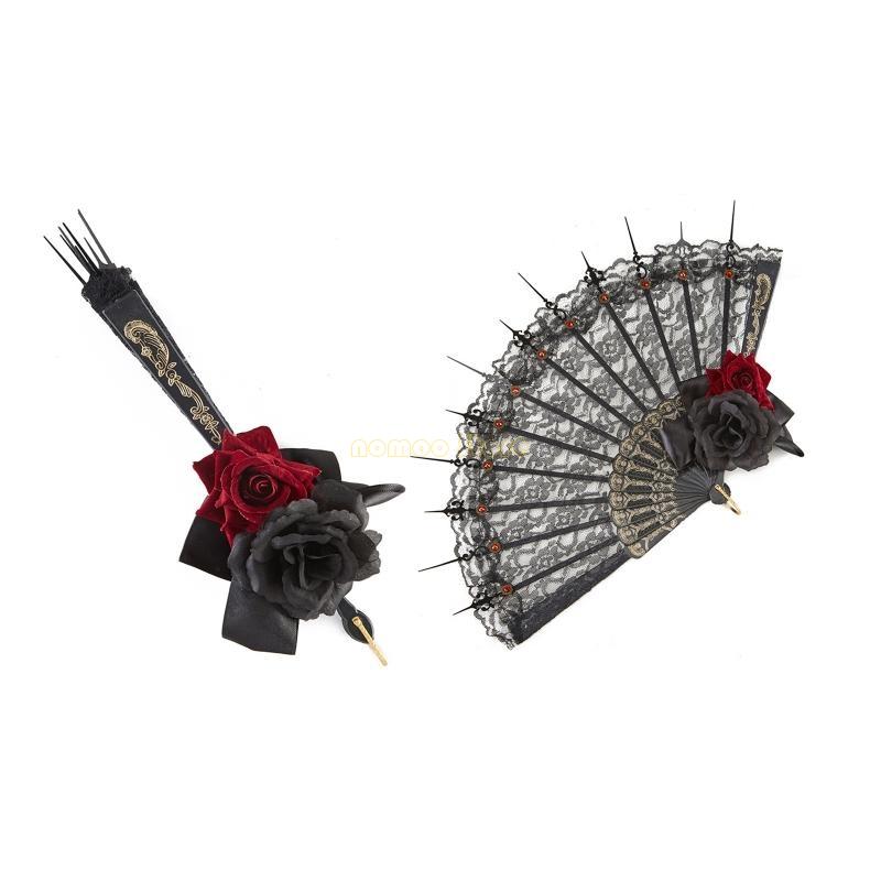 Women'S Victorian Accessories - 31bf Fan Gothic Victorian Women Fan