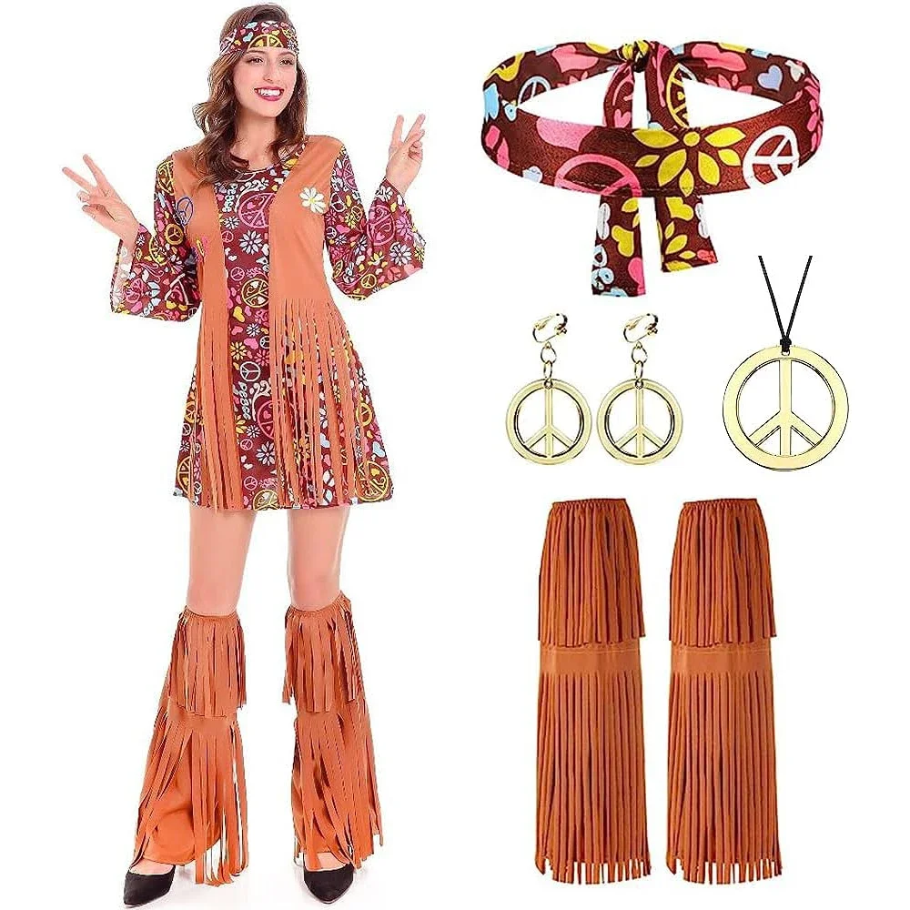 Women'S Accessories In The 60S - Halloween Disco Dress 70s 60s Hippie