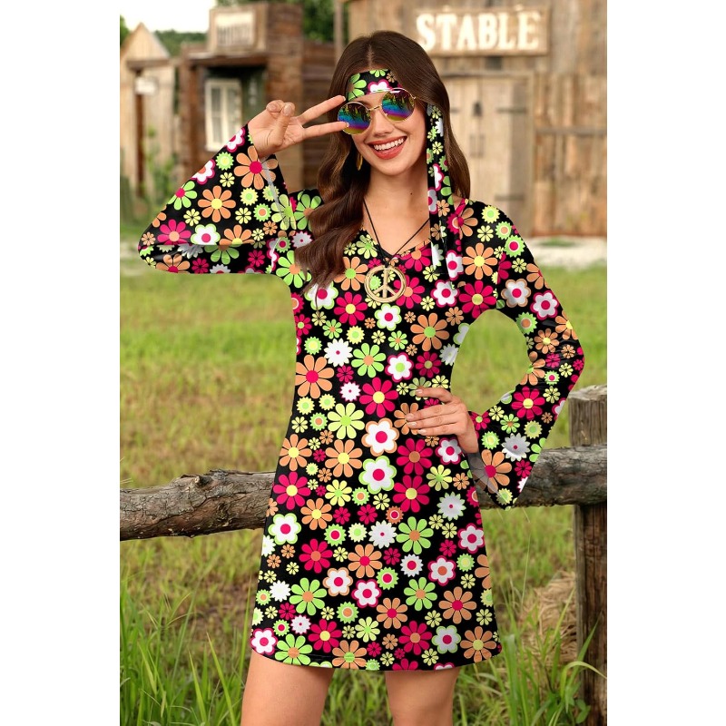 Kostum Wanita 5 Pcs Halloween  - Women'S Accessories In The 60S ulasan dan harga