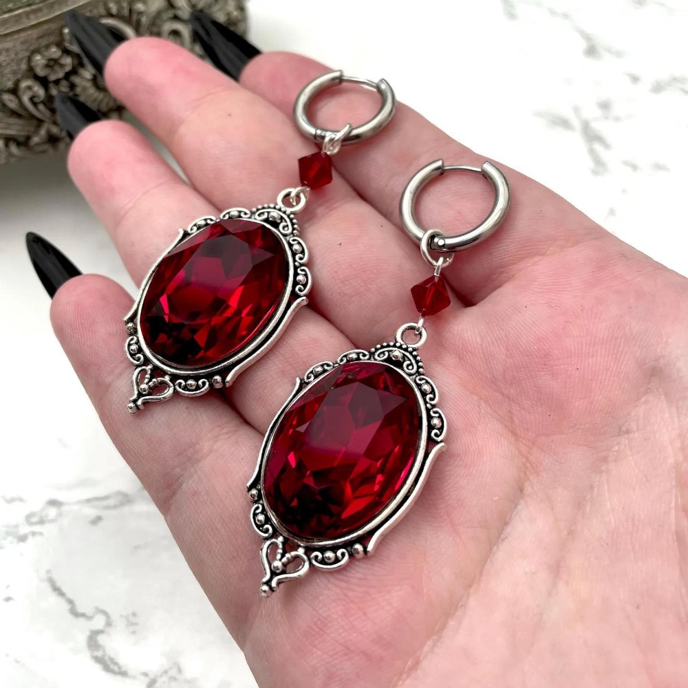 Anting Hoop Kristal Hitam Mera - Women'S Victorian Accessories ulasan dan harga