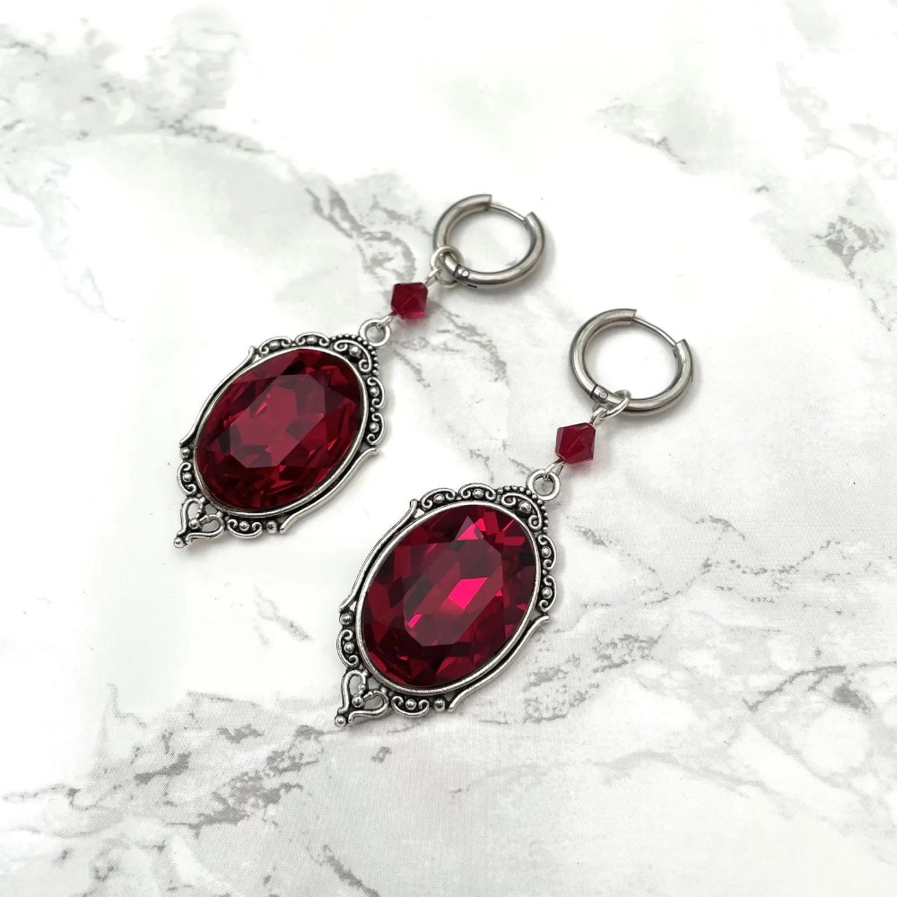 Anting Hoop Kristal Hitam Mera - Women'S Victorian Accessories ulasan dan harga