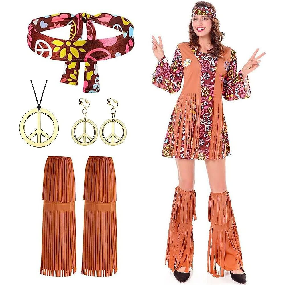 Set Kostum Hippie 70-an 60-an, - Women'S Accessories In The 60S ulasan dan harga