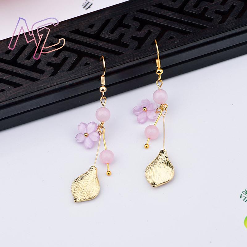 Anting Bunga Giok Alami Merah  - Women Accessories Earrings ulasan dan harga