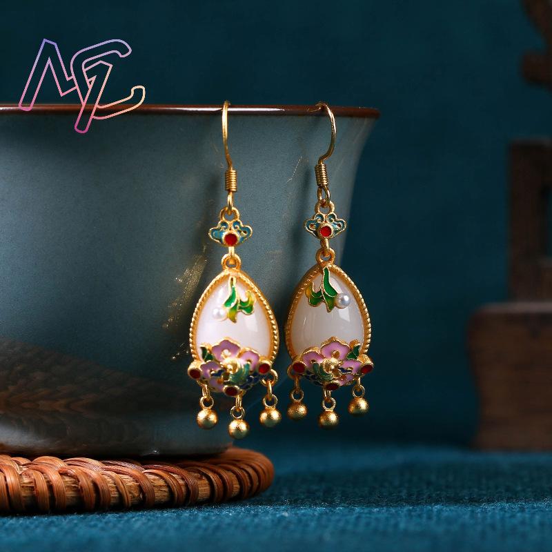 Anting Bunga Giok Alami Jimat  - Women Accessories Earrings ulasan dan harga