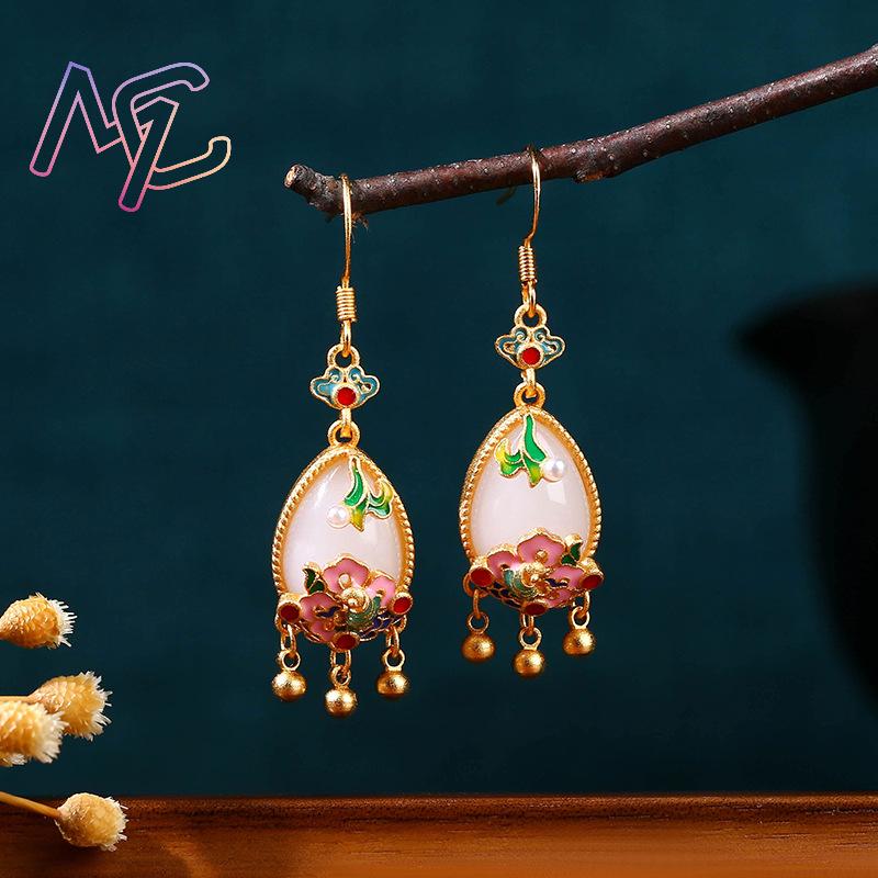 Anting Bunga Giok Alami Jimat  - Women Accessories Earrings ulasan dan harga