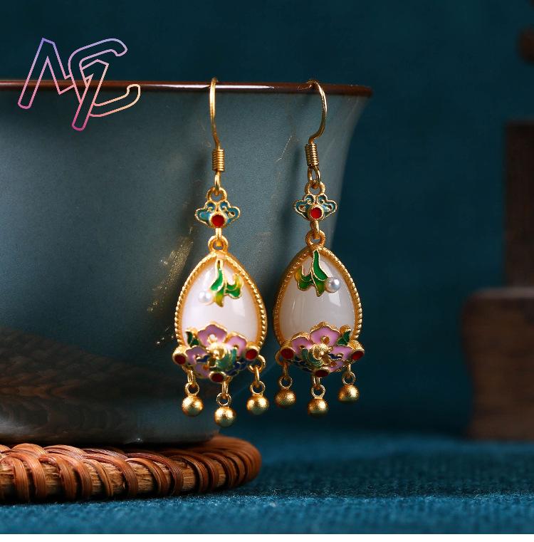 Anting Bunga Giok Alami Jimat  - Women Accessories Earrings ulasan dan harga